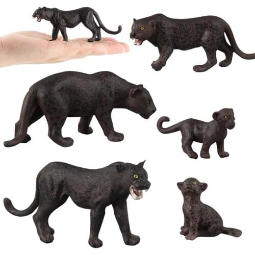 Simulation Panther Leopard Figure Toys Model Collectible Wild Animal Action Figures Kids Animal Cognitive Toys