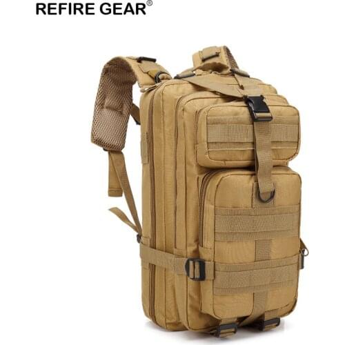 Refire Gear Men Outdoor Tactical Backpack Camouflage Army Green Hiking Knapsack Laptop Bags Waterproof Travel Backpack 30L