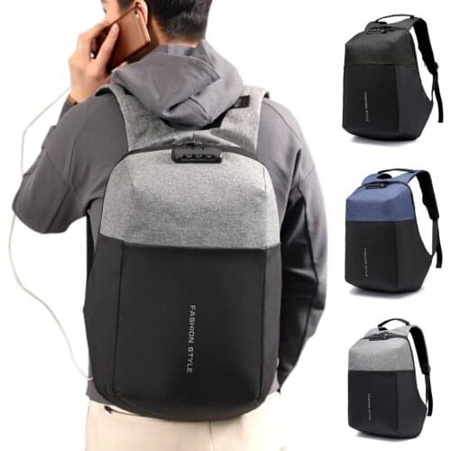 Men Anti-theft Lock Backpack Casual Travel School Bag with Invisible USB Charging Port Best Sale-WT