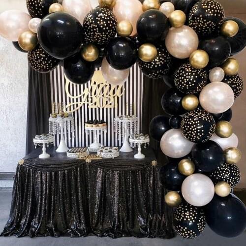 1set Balloon Garland Arch Kit Chrome Gold Latex Black Balloons Wedding Balloons Birthday Party Balloon Decoration Baby Shower