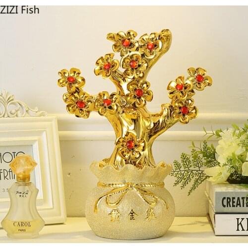 Cash Cow Golden Ceramic Rich Tree Study Desk Decor Fortune Mascot Crafts Ornaments Chinese Feng Shui Furnishings Home Decoration