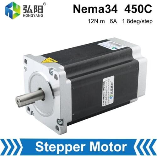 NEMA 34 CNC Stepping Motor 450C 2 Phase 12Nm 6.0A Drive Motor 4 Core Cable , CNC Router Engraving And Milling Machine 3D Printer