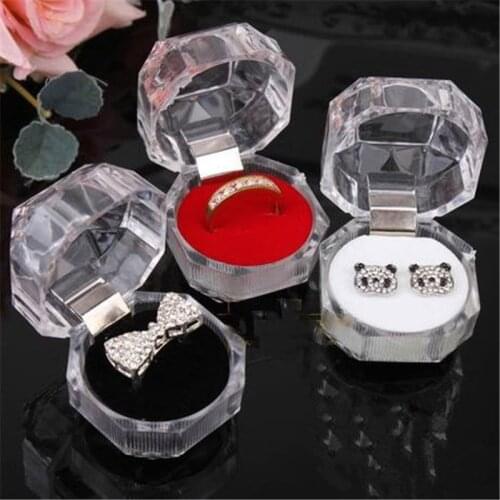 New Acrylic Transparent Ring Earring Box Wedding Packaging Storage Display Organizer Gift Package Carrying Case Mini Jewelry Box