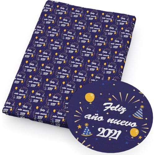 New Year Christmas Polyester&Cotton Fabric for Sewing Dress Cloth Making DIY Cushion Cover,c13320