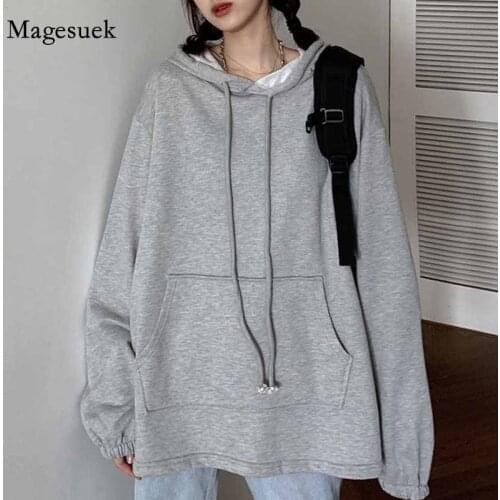 New Pullover Korean Style Plus Size Loose Sweatshirt Solid Women 2020 Autumn Ladies Clothing Jacket Casual Hoodies Women 12000