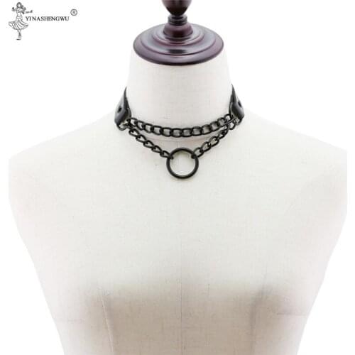Harajuku Style Sexy Circle Black Goth Punk Gothic Chokers Cosplay Necklace for Women Hip Hop Bondage Kawaii Jewelry Collar