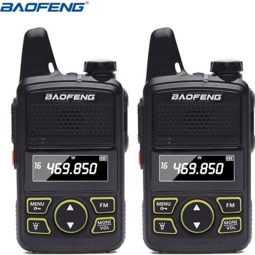 2 Pcs BAOFENG BF-T1 MINI Kids Walkie Talkie UHF Portable Two Way Radio FM Function Ham T1 Walkie Talkie USB HF Transceiver