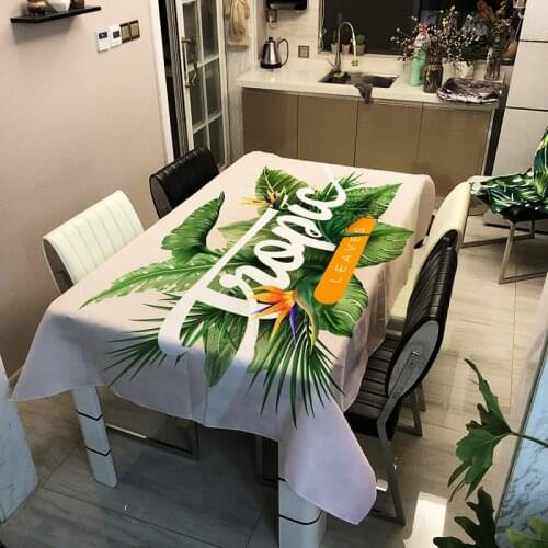 Rectangular Table Tablecloth Green Plant Printed Tablecloth Nappe Ronde Nappe Anniversaire Tafelkleed Mantel Mesa Redonda tapete