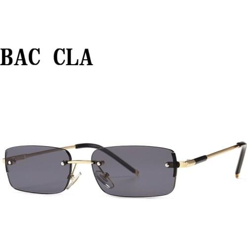 BAC CLA Narrow Rectangular Sunglasses for Men Rimless Metal Small Retro Sun Glasses for Men Uv400 Gold Blue Green 2020 Summer