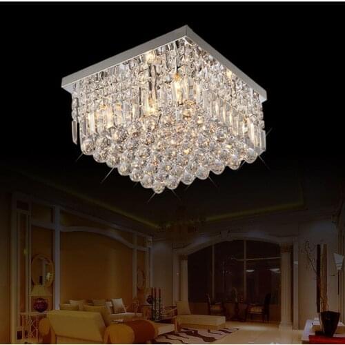 LED Simple Modern Crystal Lights Ceiling Light Round Stainless Steel Living Room Bedroom Light Crystal Light fixture led lamps