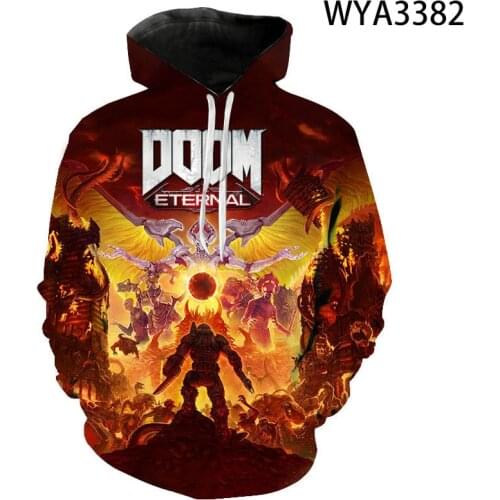 Spring And Fall Men Women Children Games Doom Eternal 3D Printed Hoodies Cartoon Pullover Streetwear Long Sleeve Sweatshirt Tops