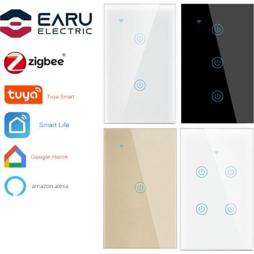 US 1-4 Gang ZigBee Smart Timer Touch Switch Glass Panel Wall Light Switch Remote Control TUYA APP Smart Life Alexa Google Home