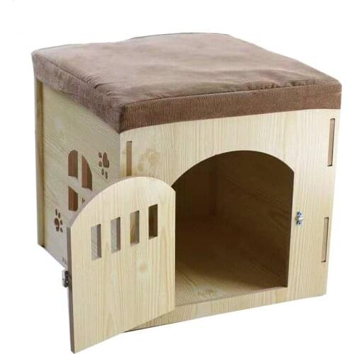 Cozy Wooden Pet House Dog Villa With Window And Door Long bench double dog cage designed for puppies Eco-Friendly dog house