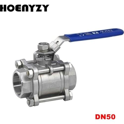 High Quality 2" Female Thread SS201 304SS Stainless Steel 1000 WOG 3 Piece Full Port Ball Valve DN50