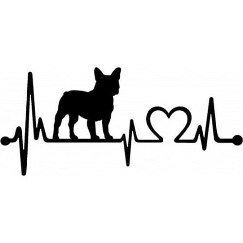 7"*3.25" French Bulldog Heartbeat Lifeline Dog Funny Vinyl Decal Sticker Car Stickers Window