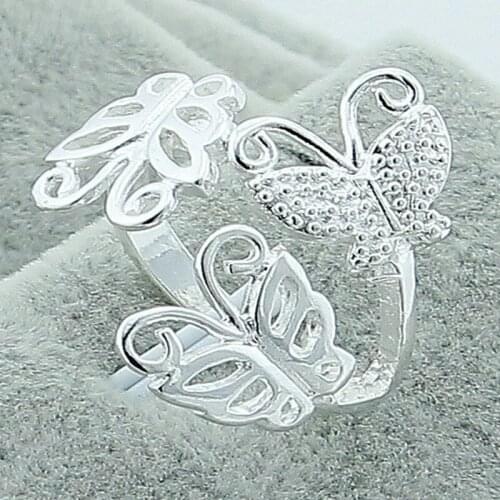 Wholesale Price 925 Sterling Silver Rings Insect Three Butterfly Adjustable Rings For Women Fine Jewelry New
