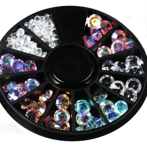 1 Wheel Non Hotfix Rhinestone Transparent Glue On 3D Nail Art Decoration 6mm Fully Transparent Flat Back Round Loose Rhinestones