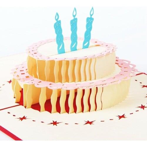 1Pcs 13*15.5cm Cake Multicolor 3D Pop Up Card With Vintage For Best Wishes Of Birthday Greeting Card