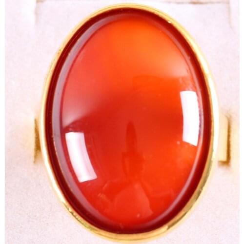 1Pcs Jewelry Gift Adjustable Ring For Women Men Natural Stone Oval Bead Red Carnelian Finger Ring Z336