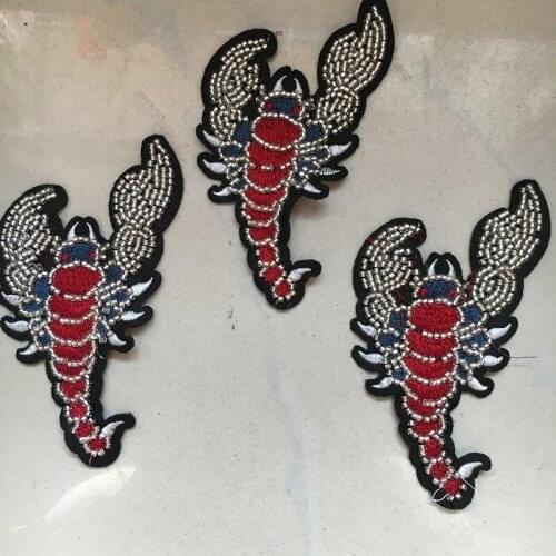 12.5x7cm 3D Handmade Scorpion Beaded Embroidered Patches for Fashion Clothes Bags Shoes Accessory Sewing
