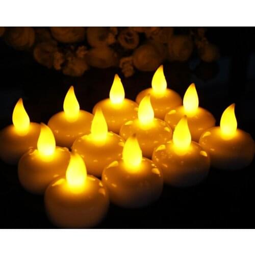 12pcs/pack Waterproof Floating Candles LED Candle Tea Light Flameless Electronic Candle Battery Candle Lamp for Bath SPA Pray