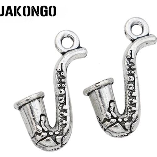 20pcs Antique Silver Plated Music Sax Charms Pendants for Jewelry Making DIY Handmade 10pcs 22x10mm