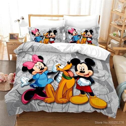 3D Printed Disney Cartoon Mickey Minnie Mouse Dog Duvet Cover Set Queen King Size Bedding Set Bedspread Home Textile Bedclothes