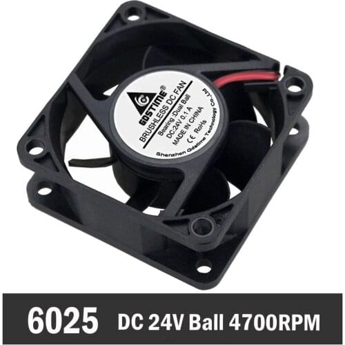 50pcs Gdstim Ball Bearing 60mm*60mm*25mm DC 24V 2 Pin Cooler Brushless Axial PC CPU Case Cooling Fan 6025