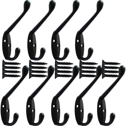 9 Pcs Heavy Duty Coat Wall Hooks Retro Hanger Double Pole for Hat with 20 Screws CLH@8