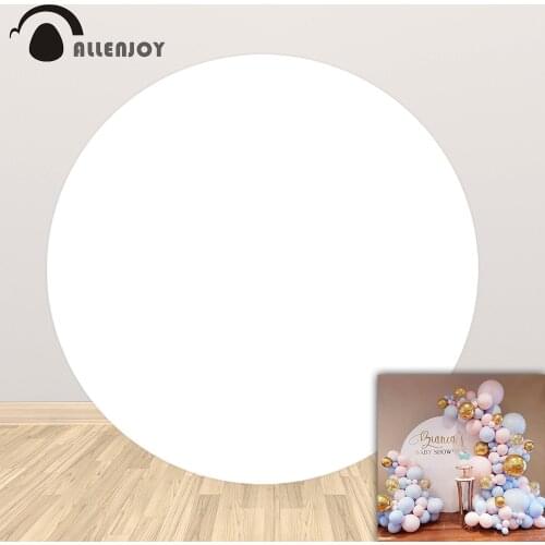 Allenjoy Round Background Circle Backdrops Covers White Pink Blue Solid Color Party Birthday Baby Shower Elastic Band Decoration