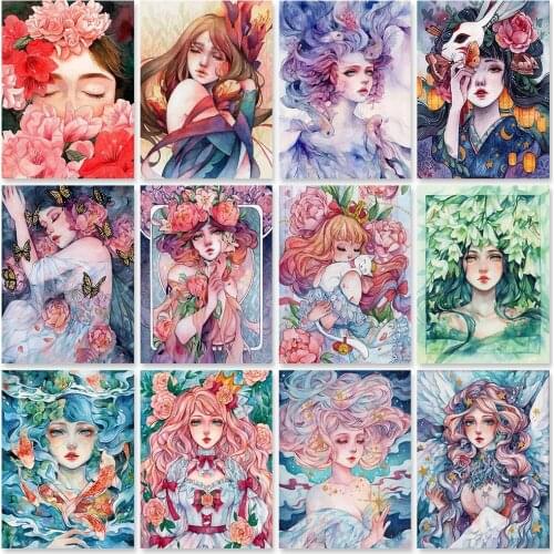 ZOOYA 5D DIY Diamond Painting Cartoon Girl Full Square Round Diamond Embroidery Portrait Handmade Mosaic Kits Home Decor