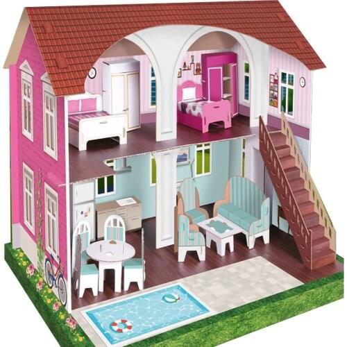 Arnas Toys 3D Model Furnitures And Game House - 17 Pcs DIY Puzzle Doll Miniature Dollhouse Kit New 2020 summer Hot