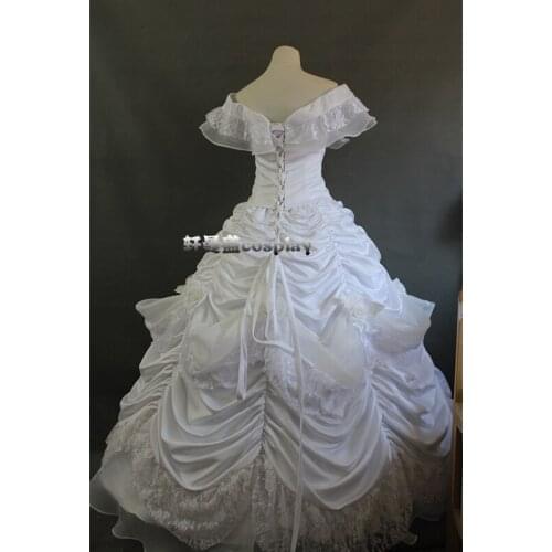 White ruffled gown with short cloak shomedieval Renaissance Gown princess Costume Victorian Marie Antoinette/ Belle Ball