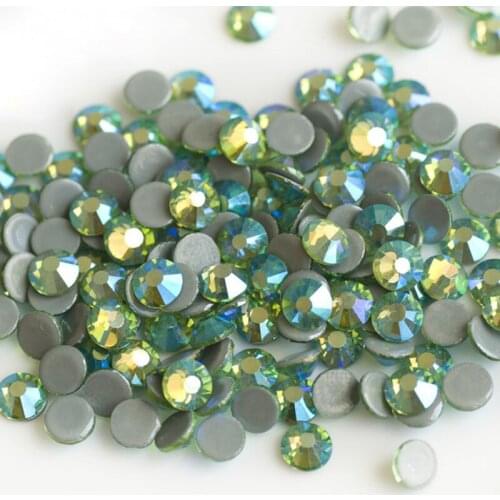 Free Shipping! SS6 to SS30 All Sizes Peridot AB Color Hot Fix Iron On Rhinestone For Craft Fabric Dresses