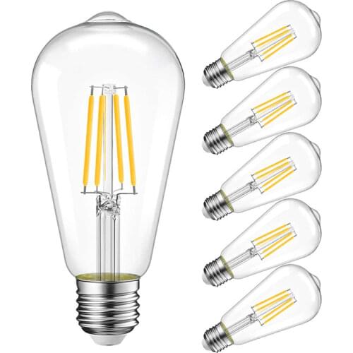 E27 Vintage LED Light Lamp ST64 AC220V LED Filament Bulbs 4W 6W 8W Glass Edison Retro Lamparas COB Ampoule Incandescent