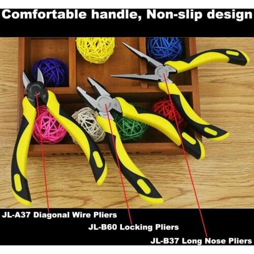 Taiwan Jingliang Brand 6.5 Inch Diagonal, Long Nose, Locking Pliers Length 165mm Repair Tools for Cutting Steel Wire, Crimping