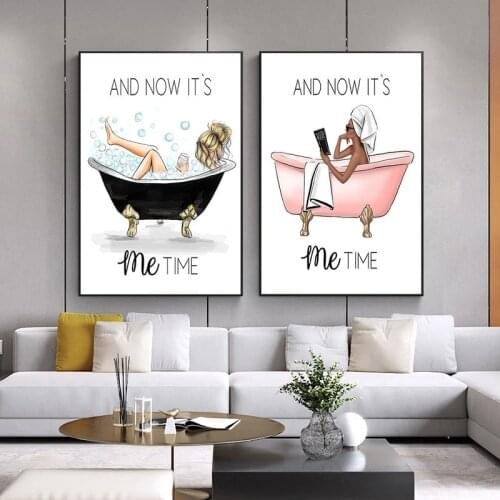 Nordic Vogue Beauty Bathing Canvas Painting Fashion Bathroom Posters and Prints Wall Art Picture for Living Room Home Decoration