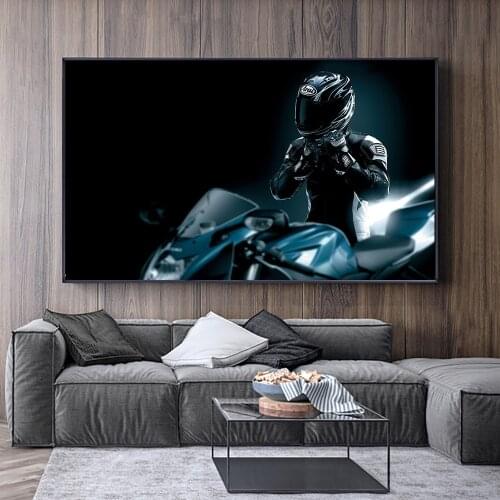 Handsome Motorcycle Rider Harley-davidson KTM Kawasaki Picture Canvas Painting Wall Art Picture For Living Room Decor Decoration