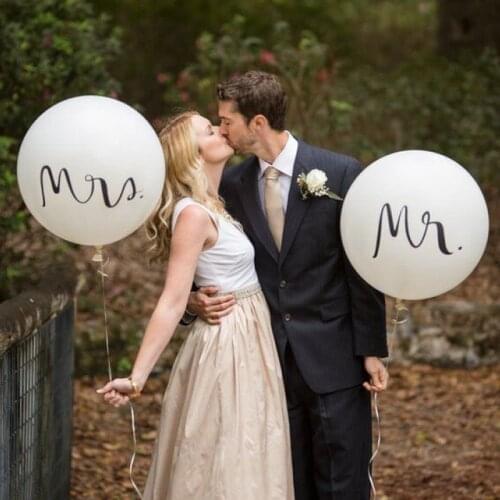Big Size 36inch Mr Mrs White Latex Inflatable Balloons Wedding Event Party Decoration Just Married Bridal Bride to be Engaged