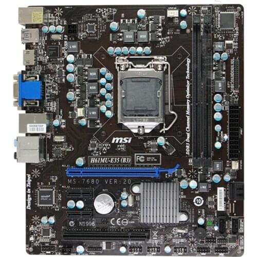 For MSI H61MU-E35(B3) Desktop Computer Motherboard LGA 1155 i7 i5 i3 CPU Intel H61 H61M DDR3 SATA II Desktop Used Mainboard