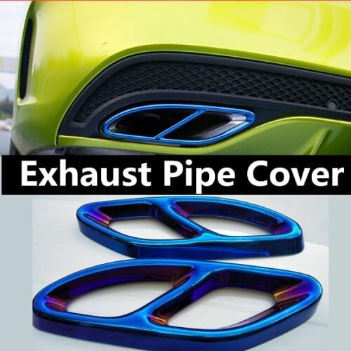Exhaust Pipe Tail Cover Trim For Mercedes Benz C E Class GLC GLE GLS W205 W212 X253 W292 X166 Stainless Steel Sticker Install