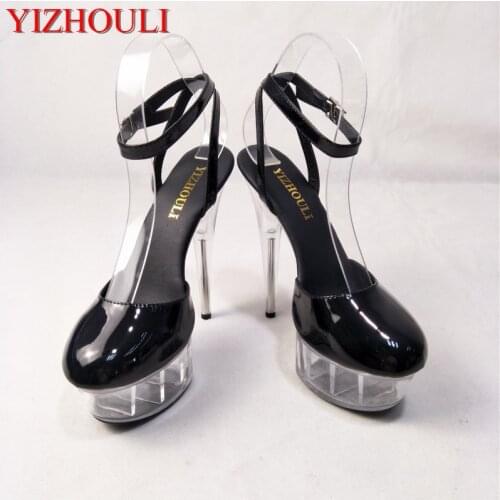 The new stores crystal sandals, with 15cm high heels, were recommended by the shops owner for womens trendy stage sandals