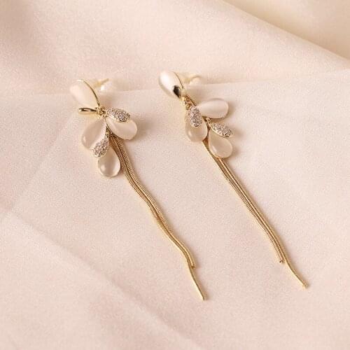 Huge Bud New Crystal Pearl Tassel Earrings Female Long Paragraph Geometric Pendant Earrings Wedding Fashion Jewelry Jewelry Gift