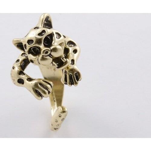 Wholesale Unique Trendy Leopard Adjustable Ring High Quality Design Gold Silver Animal Promise Rings Women Gift Overwatch Aros