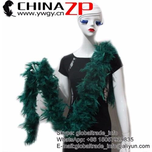 Wholesale in CHINAZP Factory 10yards/lot 80G/Piece Top Quality Dyed hunter Green Fluffy Turkey Chandelle Feather Boas