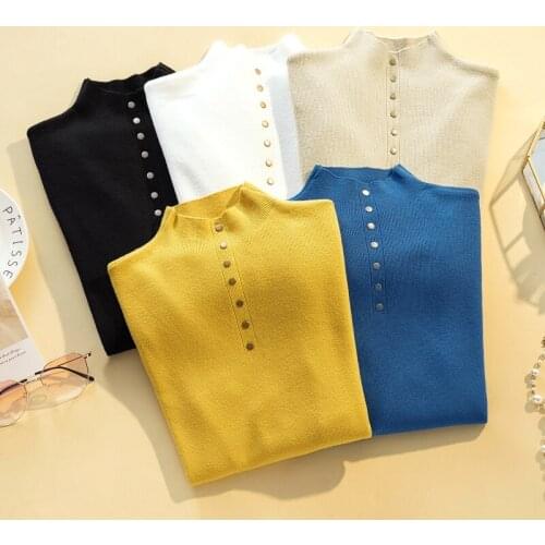 2020 Autumn Winter Solid Stretch Women Sweaters Turtleneck Pullovers soft Primer Shirt Long Sleeve Korean Slim-fit Tight Sweater