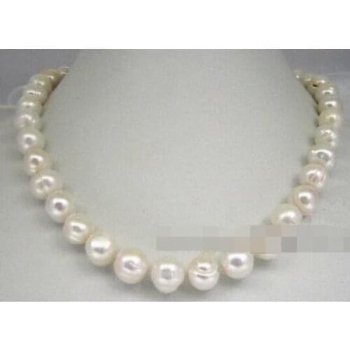 Natural 18" AAA 9-10 MM SOUTH SEA NATURAL White PEARL NECKLACE 14K GOLD CLASP