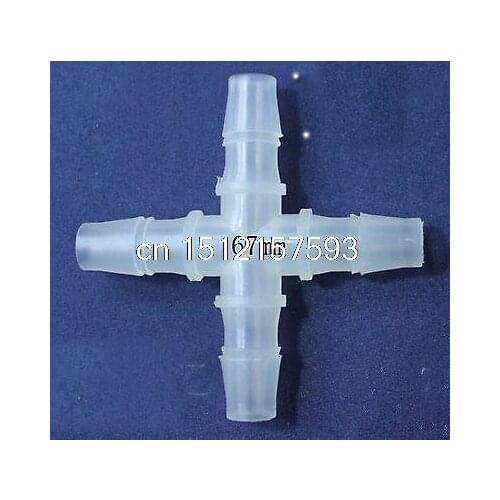 10PCS 10mm Equal Cross Barb Plastic Hose Tube Connection Joiner Adapter