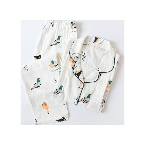 New confinement clothing cotton gauze clothing spring and autumn thin maternity postpartum home clothing nursing pajamas set