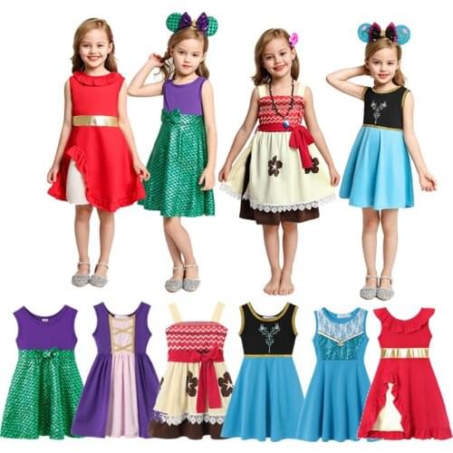 Elza Ana Girls Princess Dresses Fashion Cosplay Party Vestidos Casual Children Kids Birthday Gift Baby Costume Girls Dress
